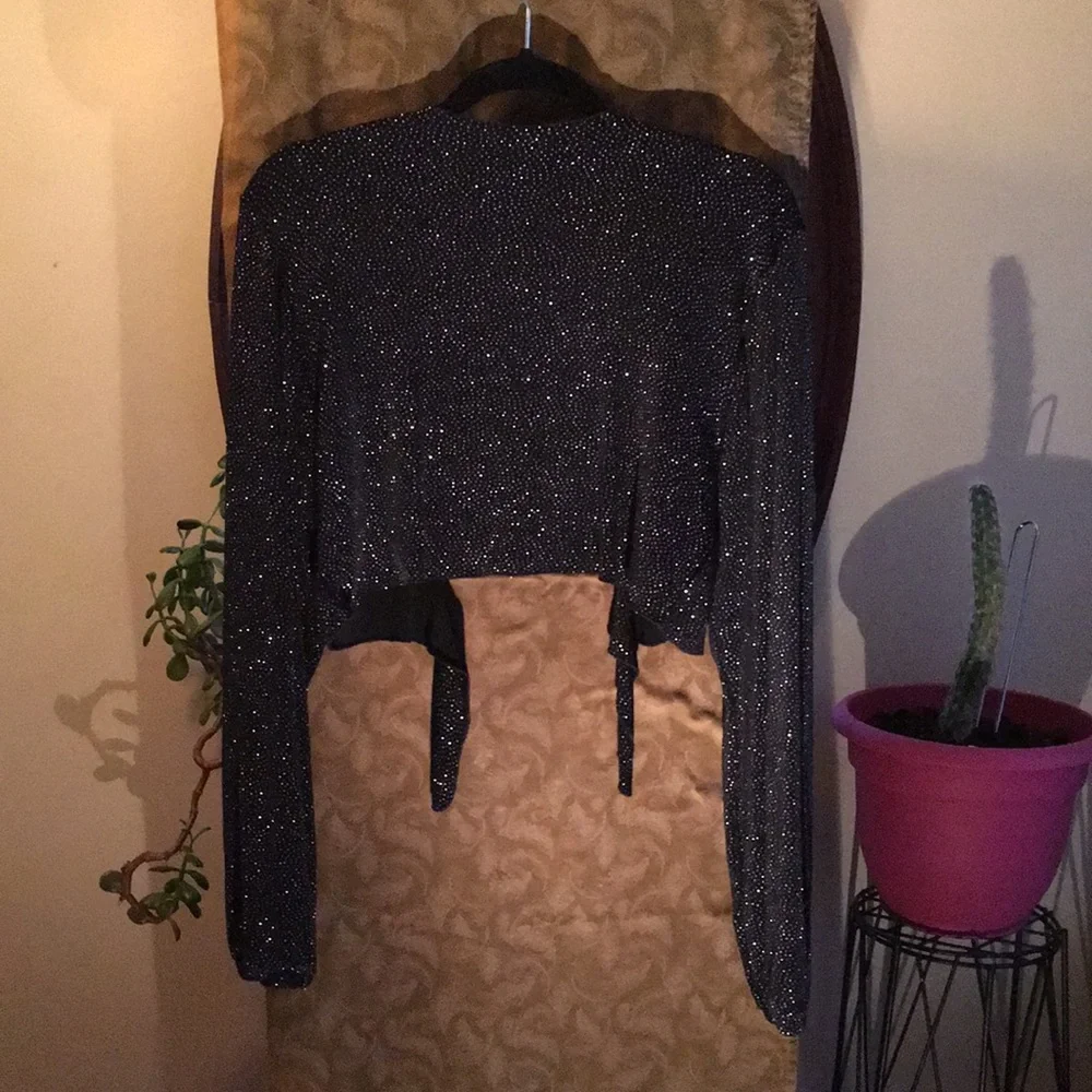 Black Sparkly Short Tie Jacket - Picture 3 of 3